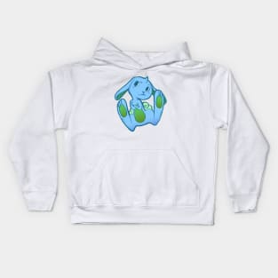 Fussy Bunny in Blue on Blue Kids Hoodie